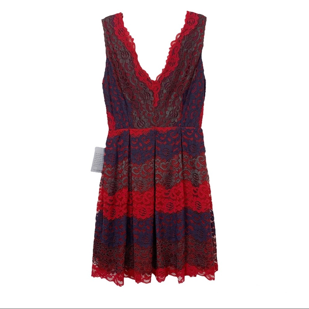 NWT NSR Napean Sea Rd Red Lace Scalloped Mini Dress MSRP $75
